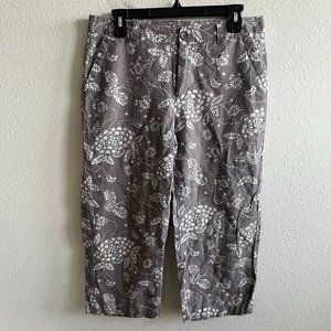 Columbia Women's Taupe Floral Print Cropped Linen Pants Size 8 Style AL8518